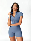 Maskert BodySculpt Cropped High Elasticity Jumpsuit 5'' Dusty Blue Front