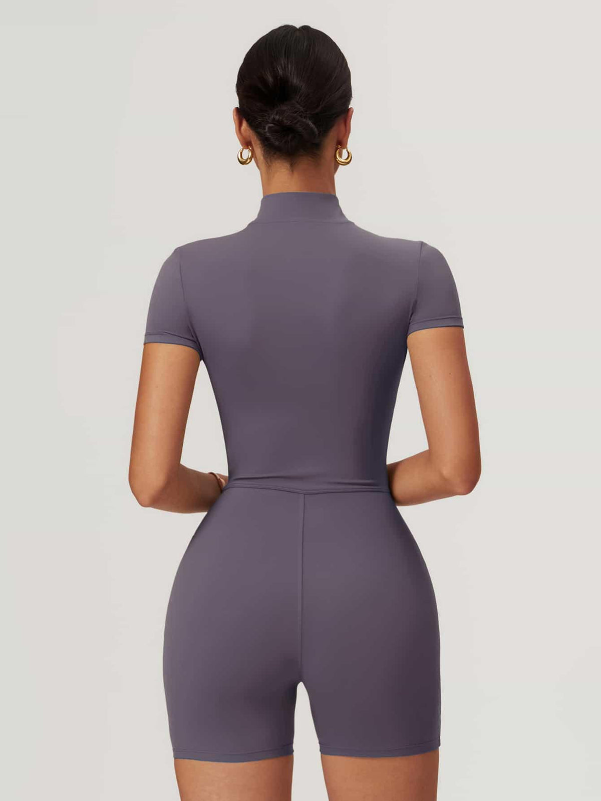 Maskert BodySculpt Cropped High Elasticity Jumpsuit 5'' Lavender Grey Back