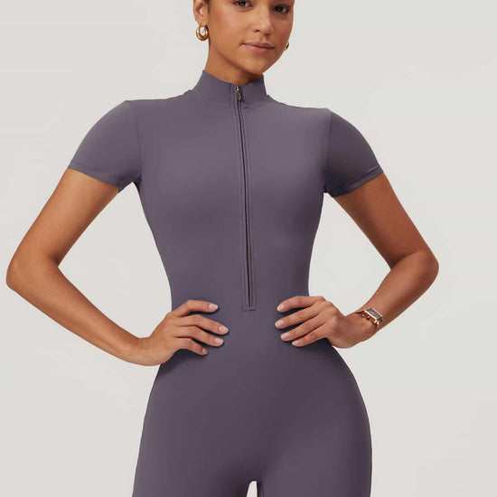 Maskert BodySculpt Cropped High Elasticity Jumpsuit 5'' Lavender Grey Front