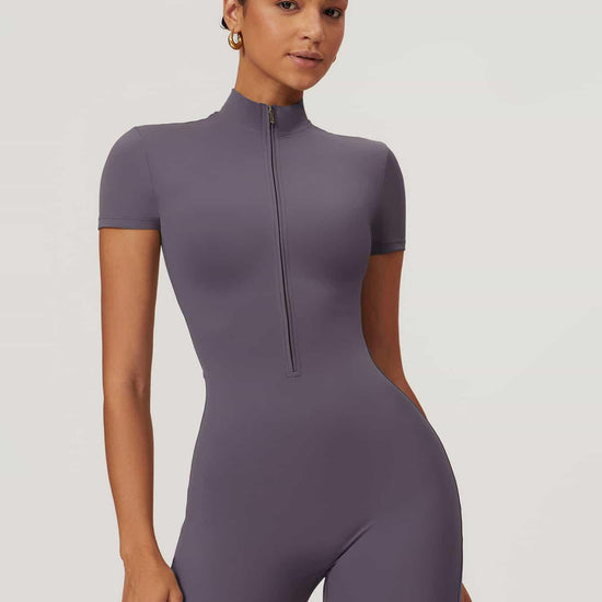 Maskert BodySculpt Cropped High Elasticity Jumpsuit 5'' Lavender Grey Front Pose2