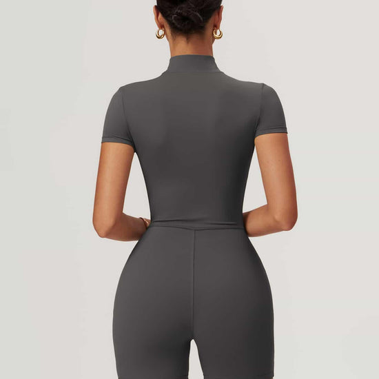 Maskert BodySculpt Cropped High Elasticity Jumpsuit 5'' Lead Grey Back