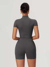 Maskert BodySculpt Cropped High Elasticity Jumpsuit 5'' Lead Grey Back