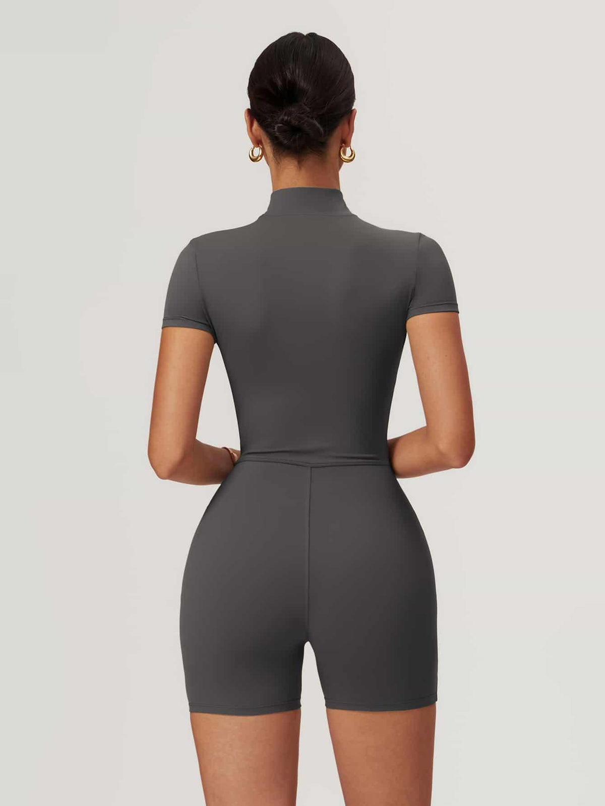 Maskert BodySculpt Cropped High Elasticity Jumpsuit 5'' Lead Grey Back