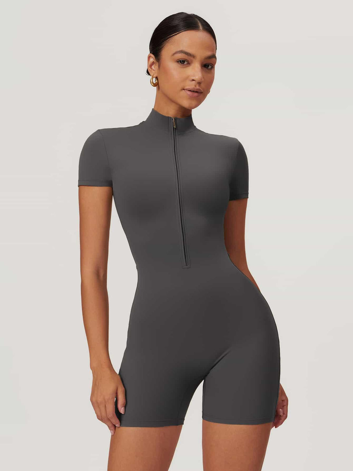 Maskert BodySculpt Cropped High Elasticity Jumpsuit 5'' Lead Grey Front