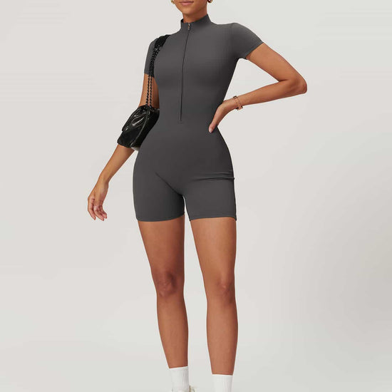 Maskert BodySculpt Cropped High Elasticity Jumpsuit 5'' Lead Grey Front Full Body