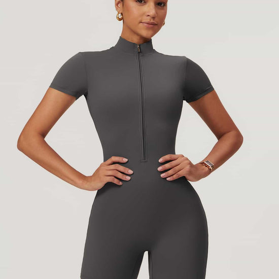 Maskert BodySculpt Cropped High Elasticity Jumpsuit 5'' Lead Grey Front Pose2