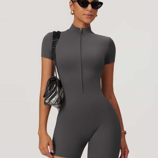 Maskert BodySculpt Cropped High Elasticity Jumpsuit 5'' Lead Grey Front Pose3