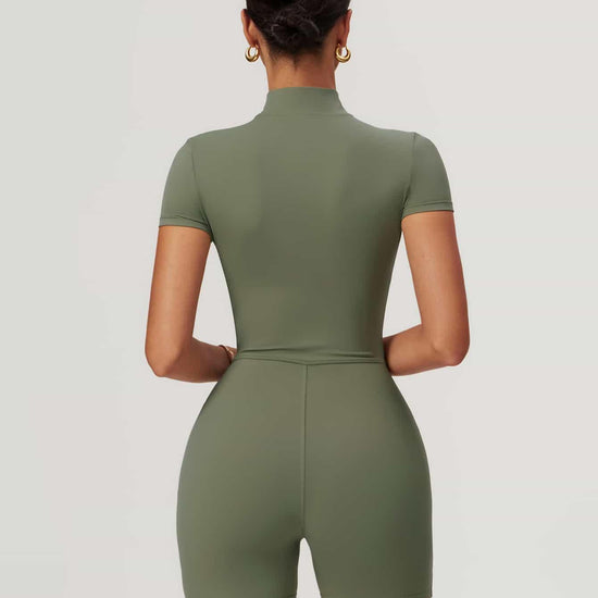 Maskert BodySculpt Cropped High Elasticity Jumpsuit 5'' Mist Green Back