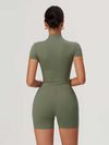 Maskert BodySculpt Cropped High Elasticity Jumpsuit 5'' Mist Green Back