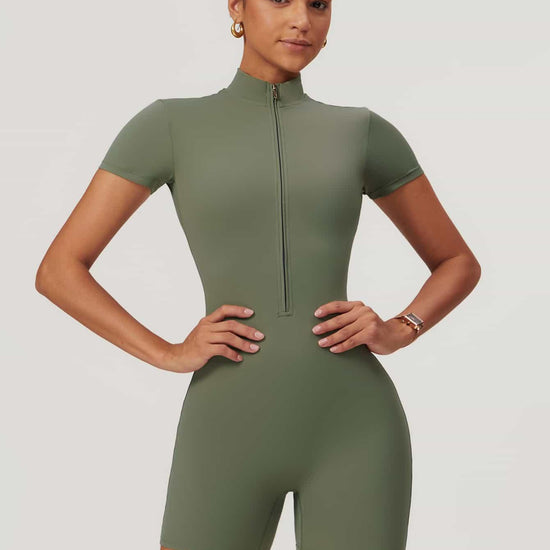 Maskert BodySculpt Cropped High Elasticity Jumpsuit 5'' Mist Green Front