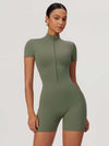 Maskert BodySculpt Cropped High Elasticity Jumpsuit 5'' Mist Green Front Pose2