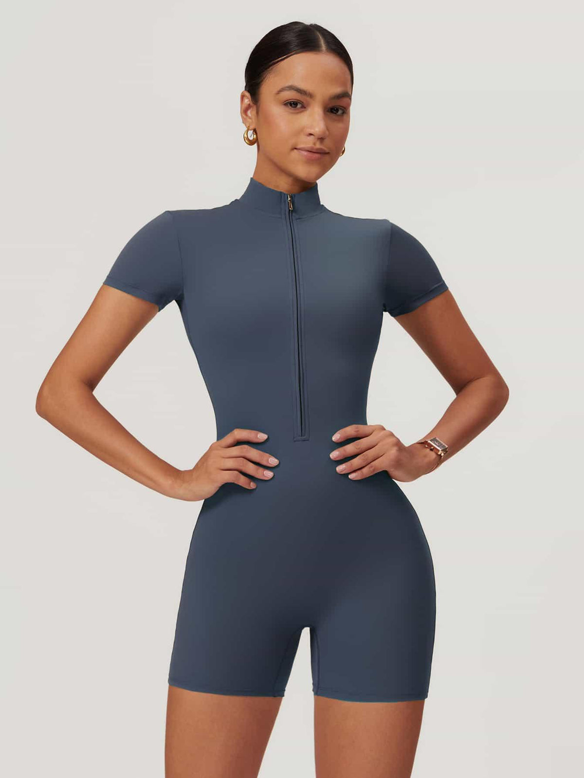 Maskert BodySculpt Cropped High Elasticity Jumpsuit 5'' Urban Blue Front
