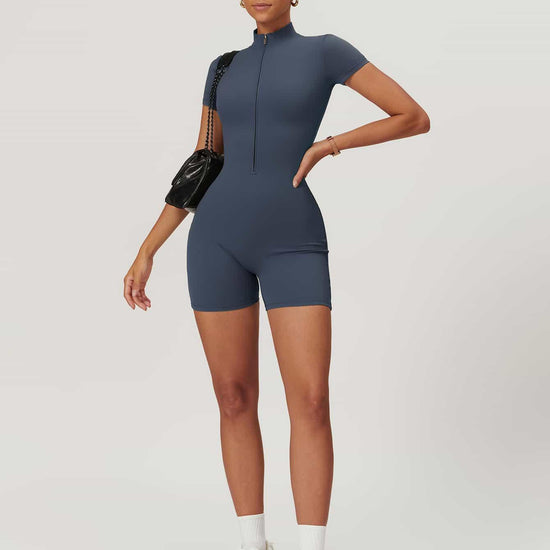 Maskert BodySculpt Cropped High Elasticity Jumpsuit 5'' Urban Blue Front Full Body