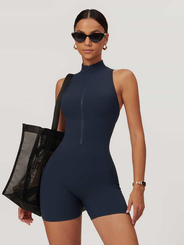 BodySculpt Sleeveless High Elasticity Jumpsuit 5'' - MASKERT - Midnight Blue / XS