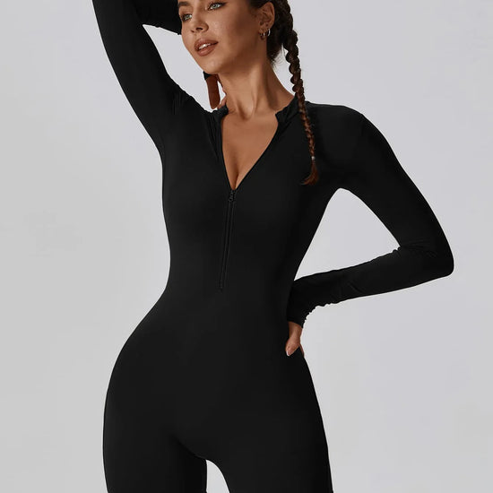 CloudWeave Long Sleeve Cropped Jumpsuit 5" - MASKERT - Oatmeal / S