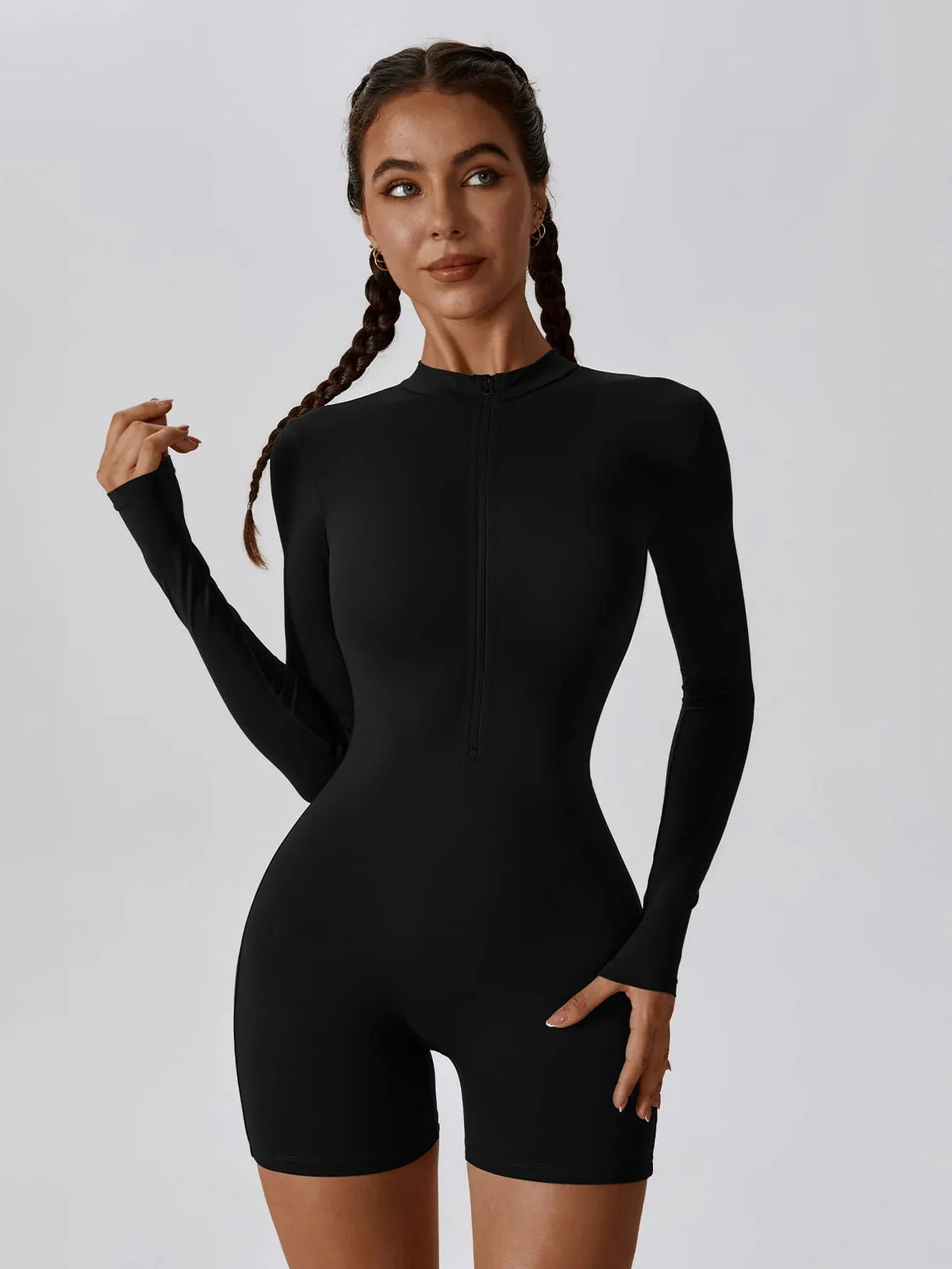 CloudWeave Long Sleeve Cropped Jumpsuit 5" - MASKERT - Oatmeal / S