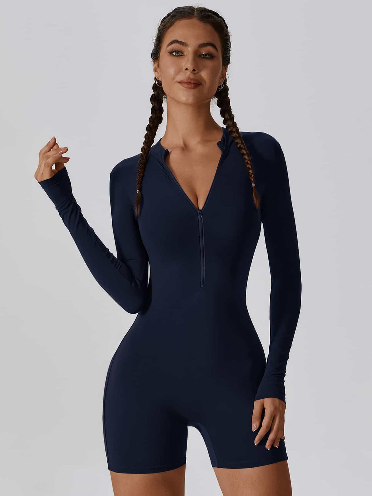 CloudWeave Long Sleeve Cropped Jumpsuit 5" - MASKERT - Oatmeal / S