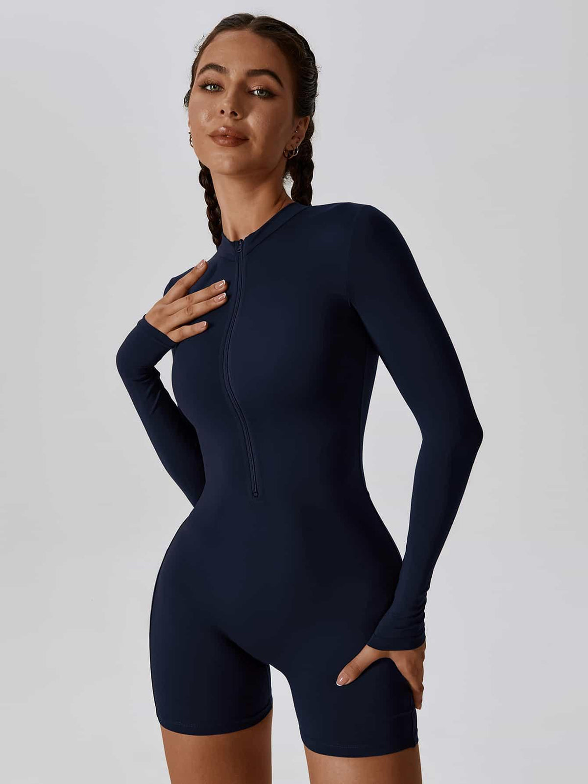 CloudWeave Long Sleeve Cropped Jumpsuit 5" - MASKERT - Oatmeal / S