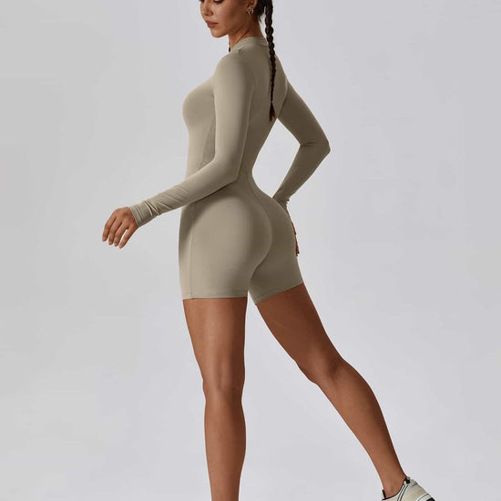 CloudWeave Long Sleeve Cropped Jumpsuit 5" - MASKERT - Oatmeal / S