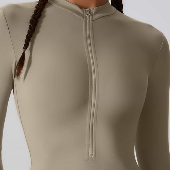 CloudWeave Long Sleeve Cropped Jumpsuit 5" - MASKERT - Oatmeal / S