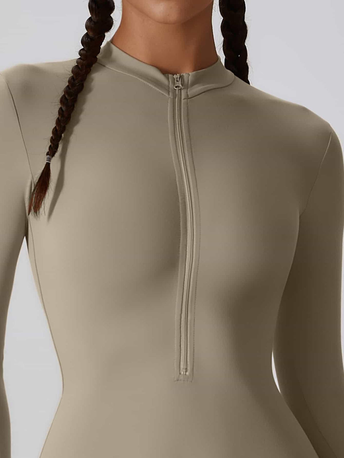 CloudWeave Long Sleeve Cropped Jumpsuit 5" - MASKERT - Oatmeal / S