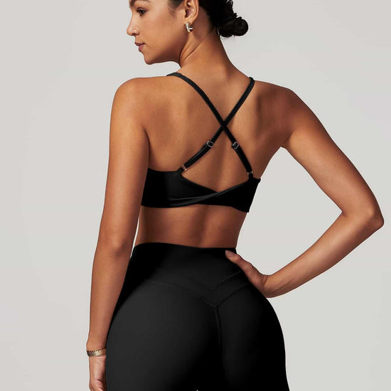 Criss-Cross Back Tank & Sculpted Leggings Set - MASKERT - Black / S