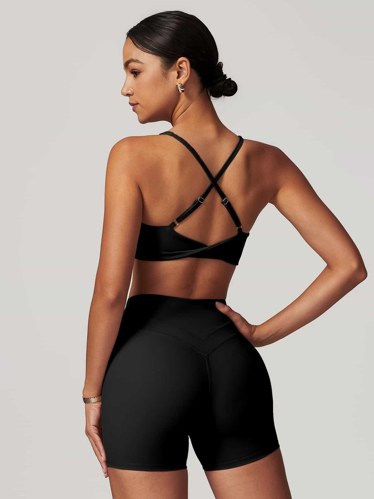 Criss-Cross Back Tank & Sculpted Leggings Set - MASKERT - Black / S