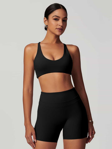 Criss-Cross Back Tank & Sculpted Leggings Set - MASKERT - Black / S