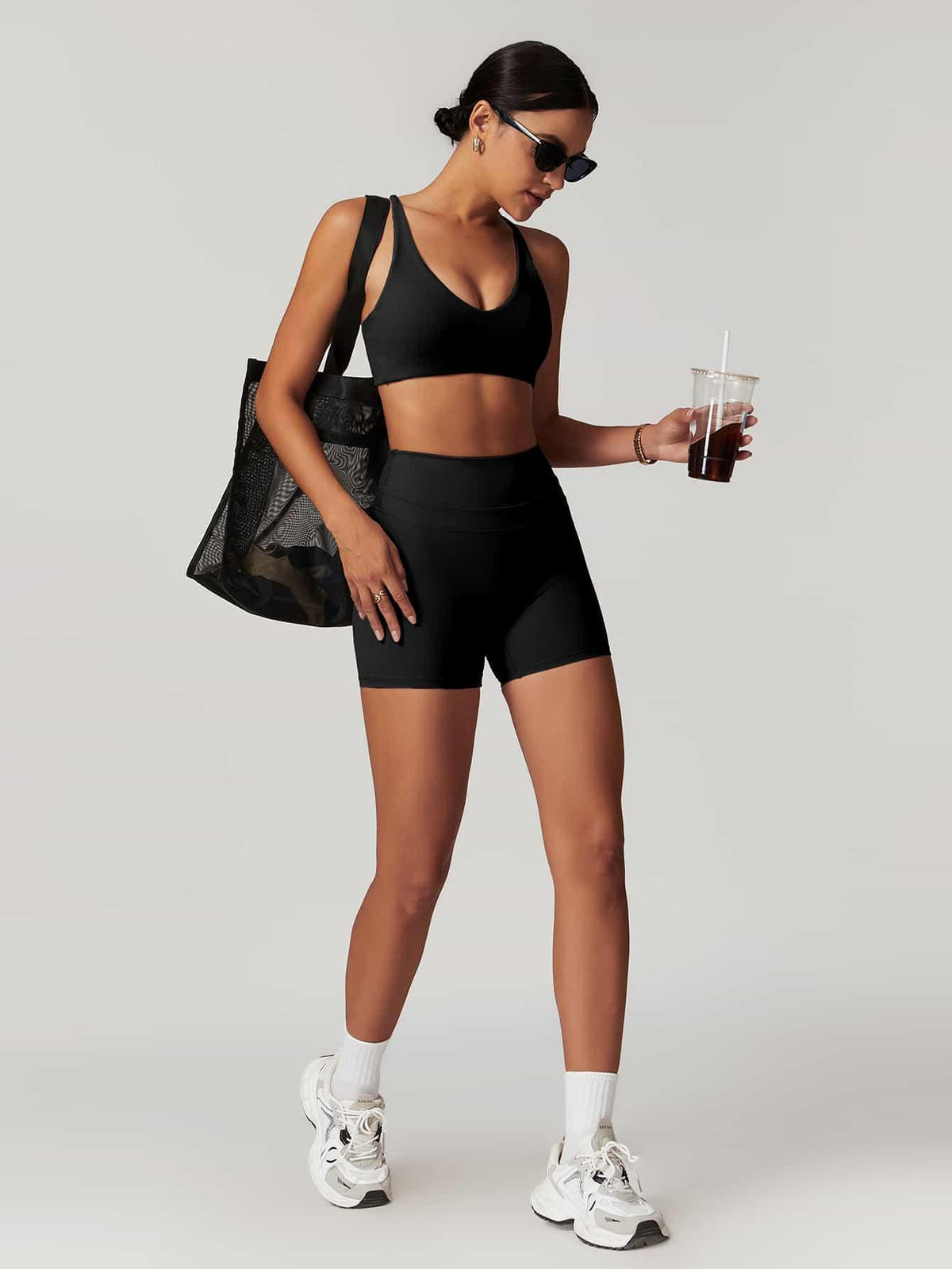 Criss-Cross Back Tank & Sculpted Leggings Set - MASKERT - Black / S