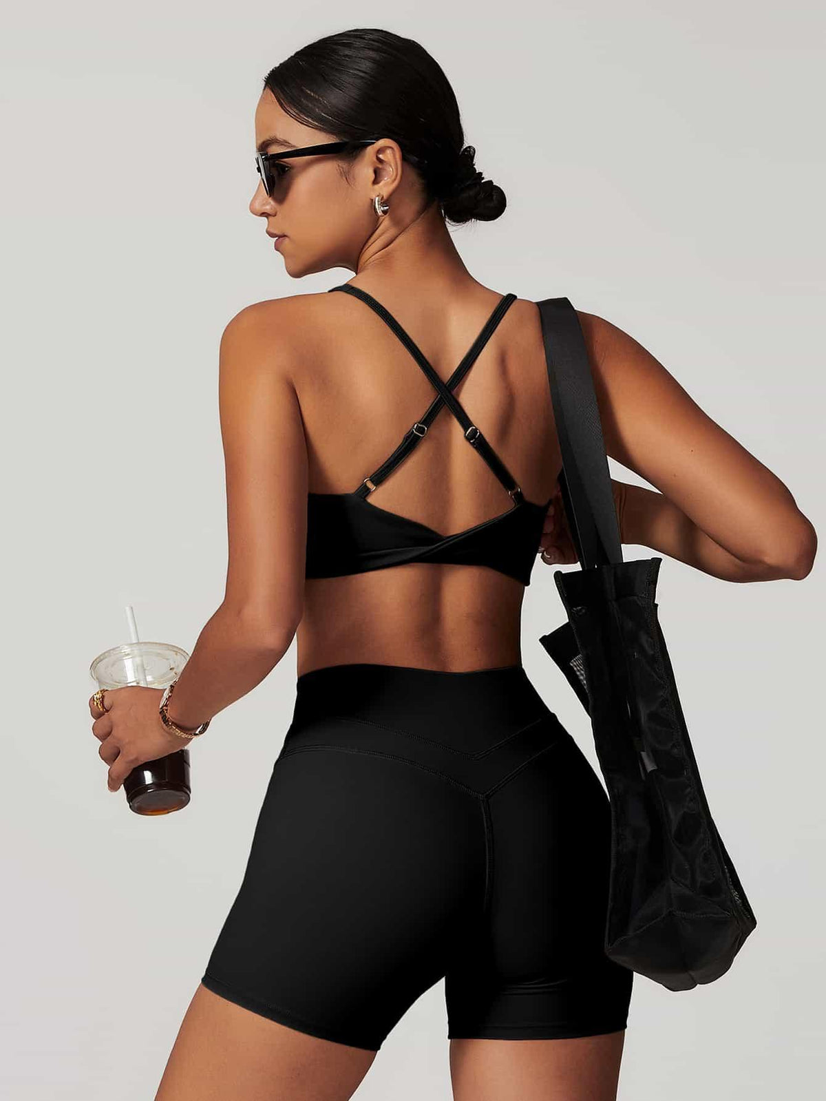 Criss-Cross Back Tank & Sculpted Leggings Set - MASKERT - Black / S