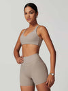 Maskert Criss-Cross Back Tank & Sculpted Leggings Set Oatmeal model Side