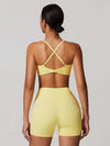 Maskert Criss-Cross Back Tank & Sculpted Leggings Set Pastel Yellow Model Back