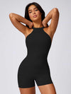Maskert Curve-Defining Halter Sports Jumpsuit 4'' Black Front