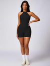 Maskert Curve-Defining Halter Sports Jumpsuit 4'' Black Full Body