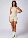 Maskert Curve-Defining Halter Sports Jumpsuit 4'' Creamy White Full Body Front
