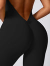 Maskert Curve-Defining Halter Sports Jumpsuit Pants Black Back Thighs Detail 