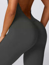 Maskert Curve-Defining Halter Sports Jumpsuit Pants Lead Grey Back Thighs Detail
