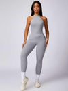 Maskert Curve-Defining Halter Sports Jumpsuit Pants Mist Gray Front