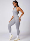 Maskert Curve-Defining Halter Sports Jumpsuit Pants Mist Gray Left Front