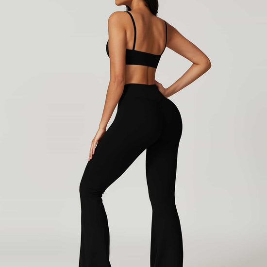 Maskert Move & Flow Medium Support Cropped Yoga Set Black Back