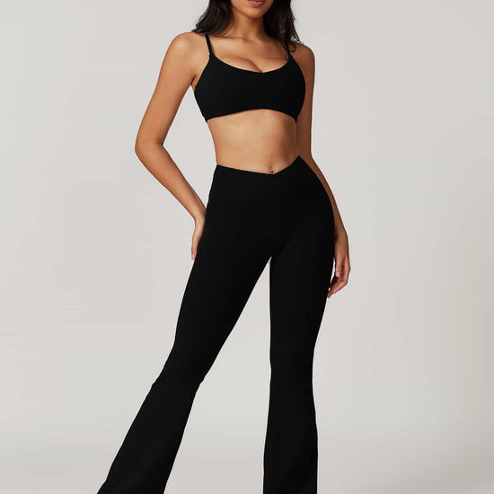 Maskert Move & Flow Medium Support Cropped Yoga Set Black Front