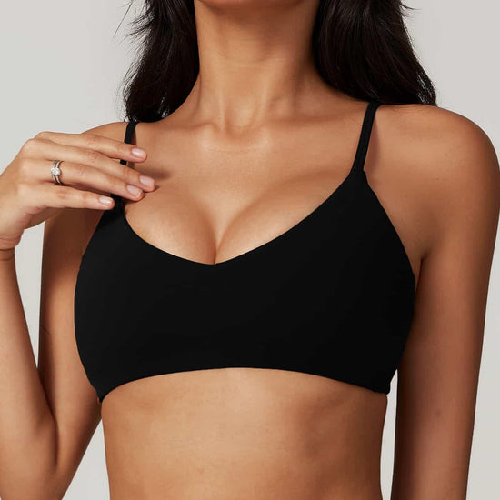 Maskert Move & Flow Medium Support Cropped Yoga Set Black Top Front Detail