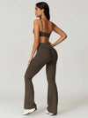 Maskert Move & Flow Medium Support Cropped Yoga Set Coffee Brown Back