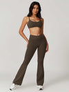 Maskert Move & Flow Medium Support Cropped Yoga Set Coffee Brown Front
