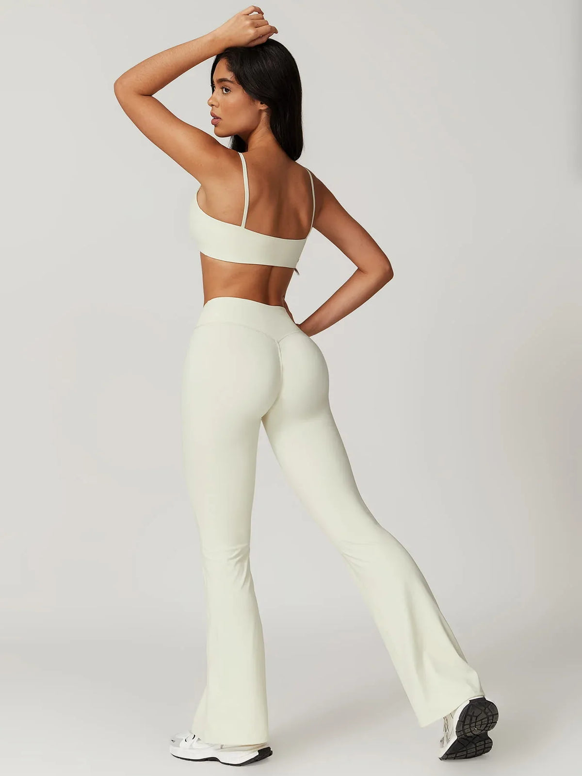 Maskert Move & Flow Medium Support Cropped Yoga Set Creamy White Back