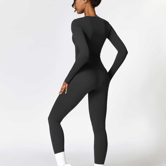 Maskert Move & Flow Solid Long Sleeve Sports Set Black Back