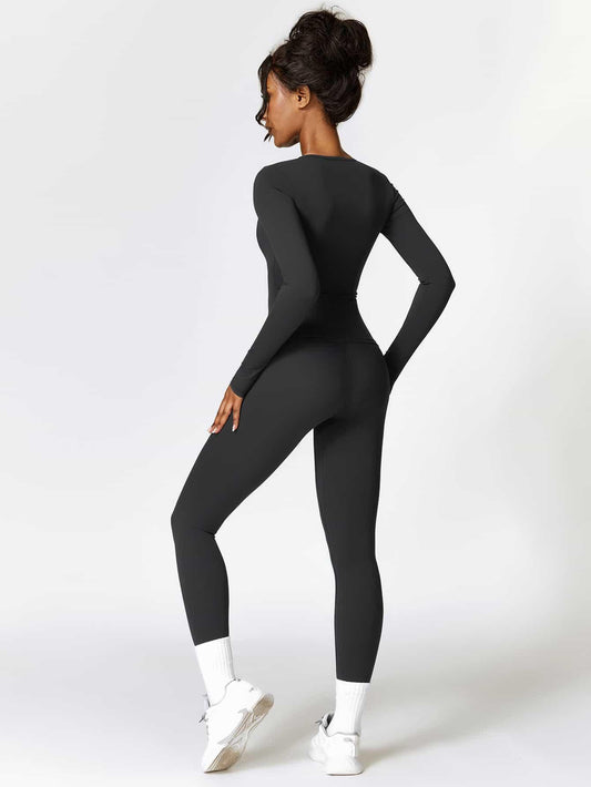 Maskert Move & Flow Solid Long Sleeve Sports Set Black Back