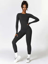 Maskert Move & Flow Solid Long Sleeve Sports Set Black Front Full Body