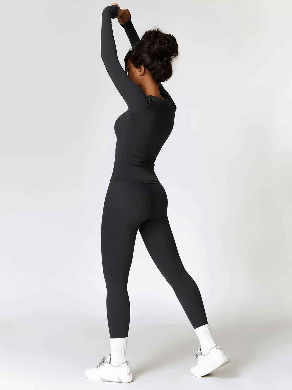 Maskert Move & Flow Solid Long Sleeve Sports Set Black Full Body Side Back