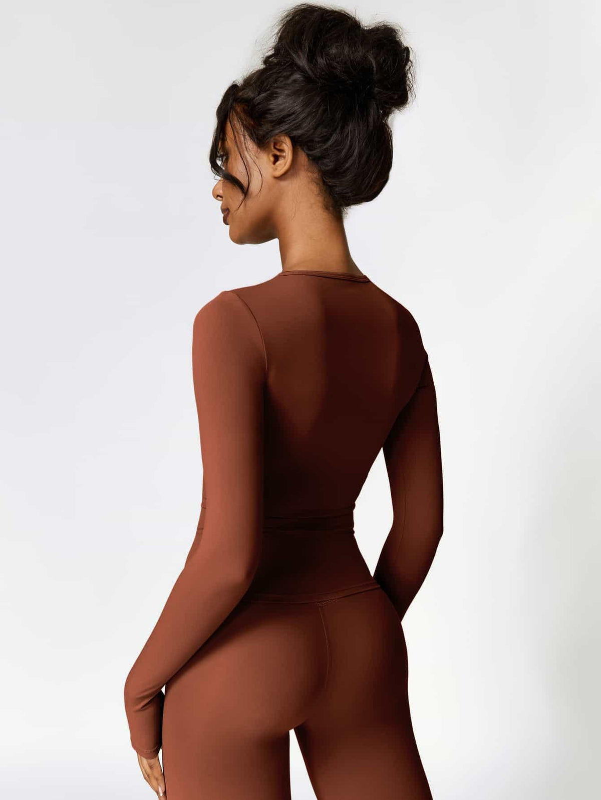 Maskert Move & Flow Solid Long Sleeve Sports Set Chestnut Back Detail
